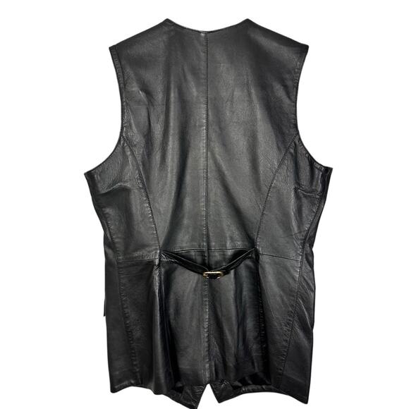 Vintage Bagatelle Black 100% Cow Leather Vest with Brushed Gold Hardware Size L - Picture 9 of 13